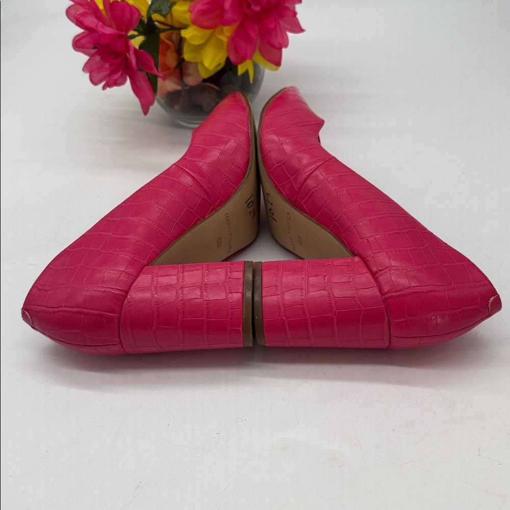 Marc Fisher Bright Pink Pointed Toe Block Heel Pumps Size 8.5 MCH9488A - Picture 5 of 8